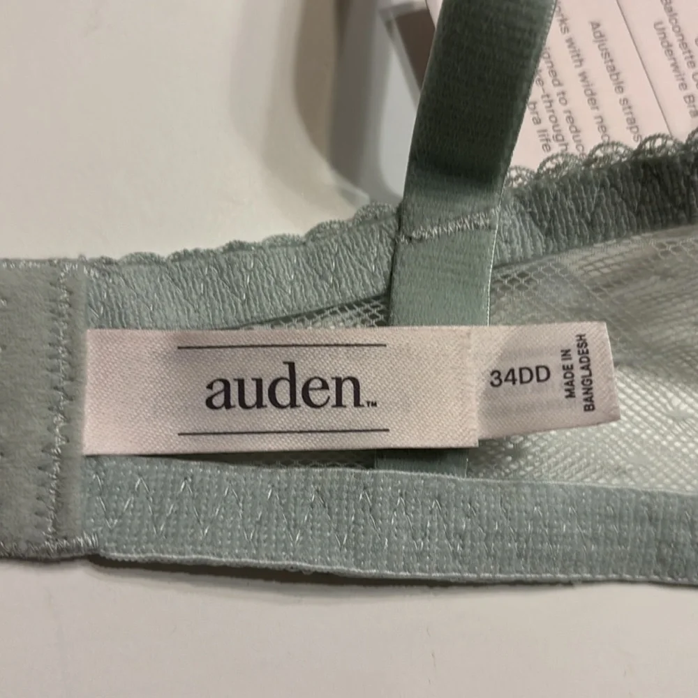 Auden Light Green Unlined Balconette Coverage Lace Underwire Bra
